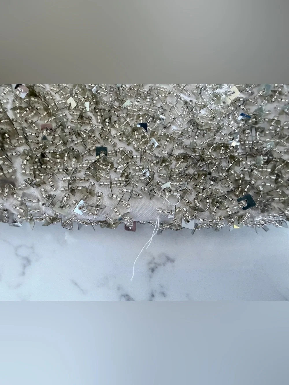 Vintage Beaded Crystal Evening Clutch in Clear/Silver